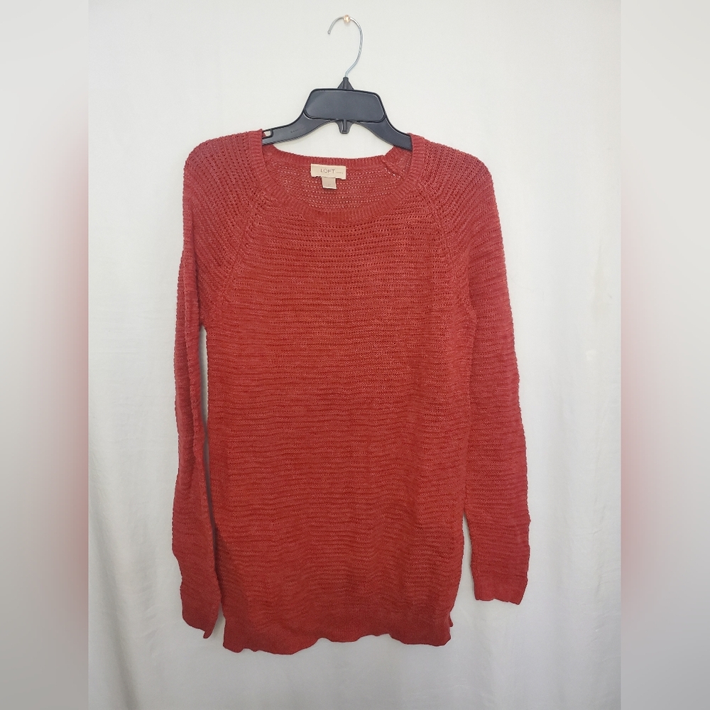 Pre-Owned Orange Loft Long Sleeve Sweater Shirt Size LP
